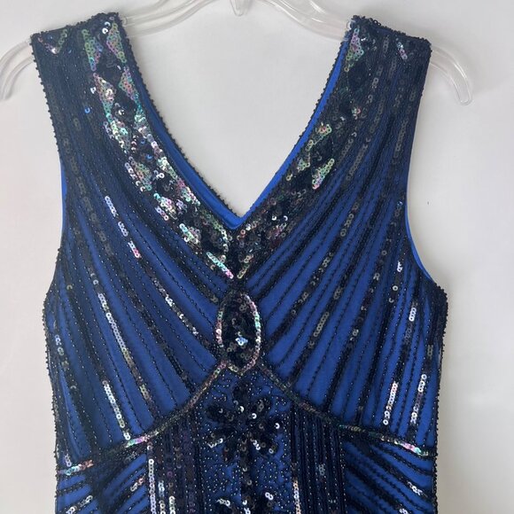 Flapper Blue Dress Party Fringe Halloween Costume Size Adult Medium - Picture 4 of 8